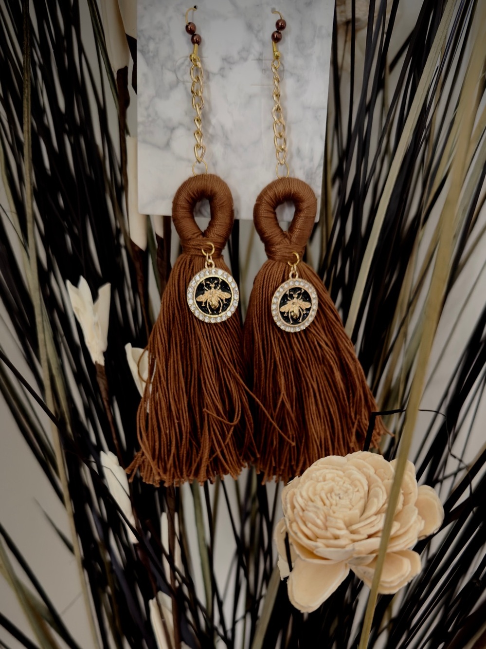 Brown Tassel Drop Earrings - Women's Fashion Accessories